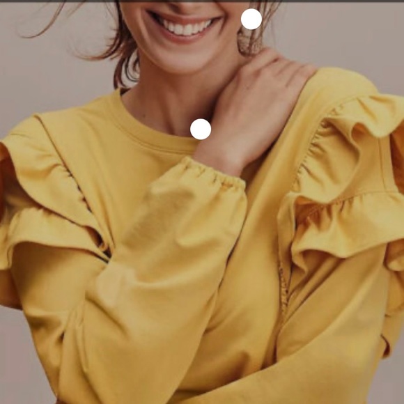 Ann Taylor Tops - Ann Taylor Ruffled Sweatshirt Golden Yellow Long Sleeve Large